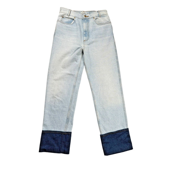 Sandro Lord High-Rise Straight Leg Cuffed Jeans Size US 6 Womens Denim Contrast - Picture 1 of 10